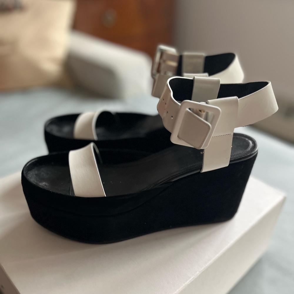Celine Black and White Platform Sandals